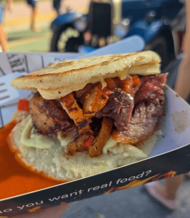 2 Arepas de Carne Asada/Grilled Steak Arepa.